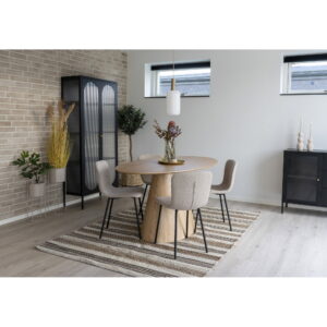 Halden Spisebordsstol, bouclé, beige, sorte ben, HN1233 – sæt af 2 - Billede 5