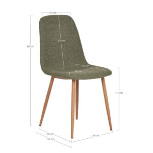 Stockholm Spisebordsstol, bouclé, mørkegrøn, trælook ben, HN1236 – sæt af 2 - Billede 6