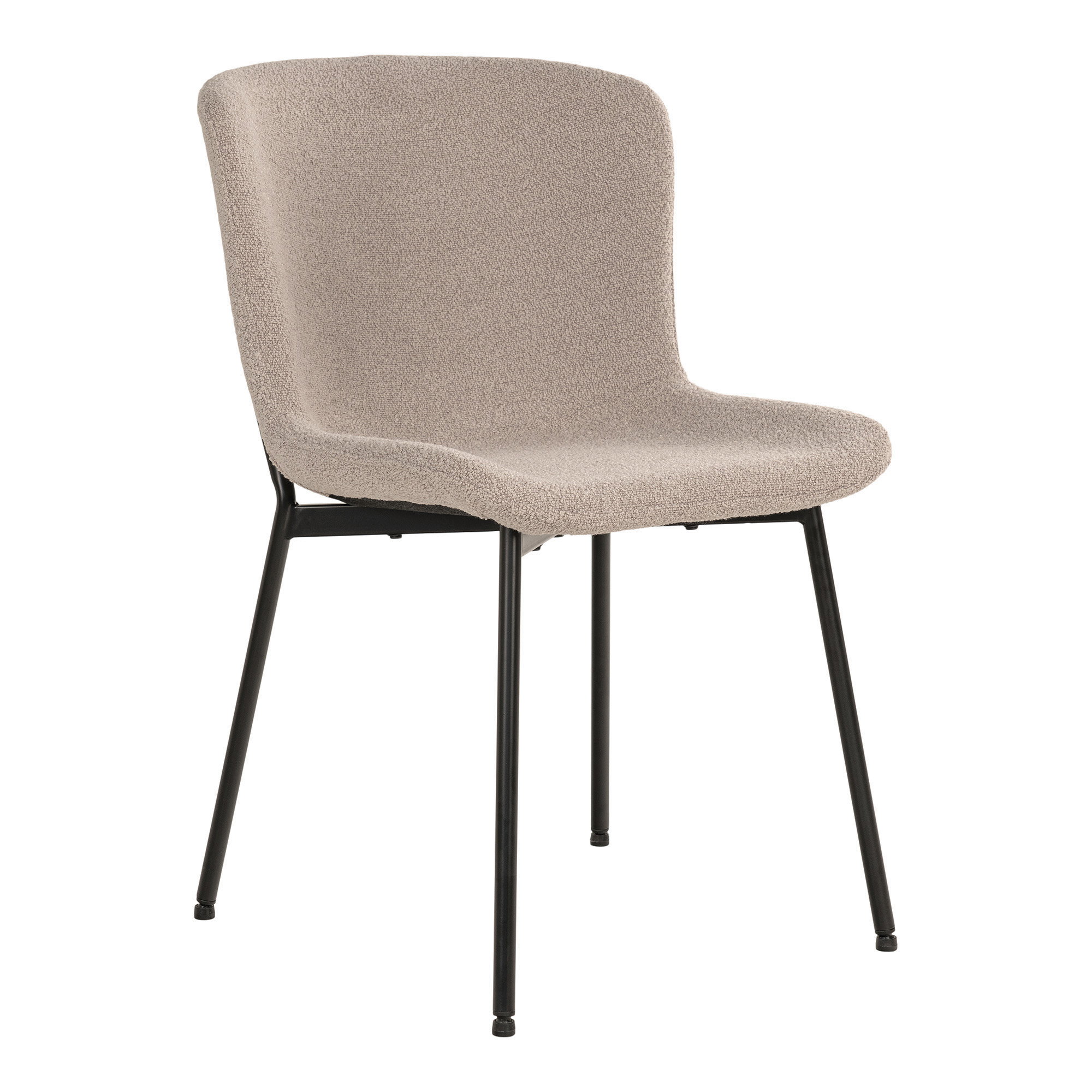 Maceda Spisebordstol, bouclé, beige, sorte ben, HN1239 – sæt af 2
