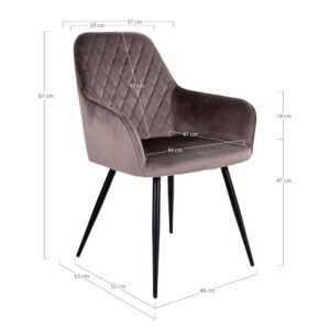 Harbo Spisebordsstol, velour, mushroom, sorte ben, HN1208 – sæt af 2 - Billede 5