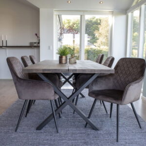 Harbo Spisebordsstol, velour, mushroom, sorte ben, HN1208 – sæt af 2 - Billede 7