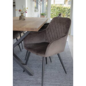 Harbo Spisebordsstol, velour, mushroom, sorte ben, HN1208 – sæt af 2 - Billede 8