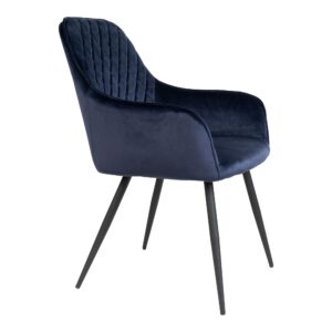 Harbo Spisebordsstol, velour, blå, sorte ben, HN1205 – sæt af 2 - Billede 3