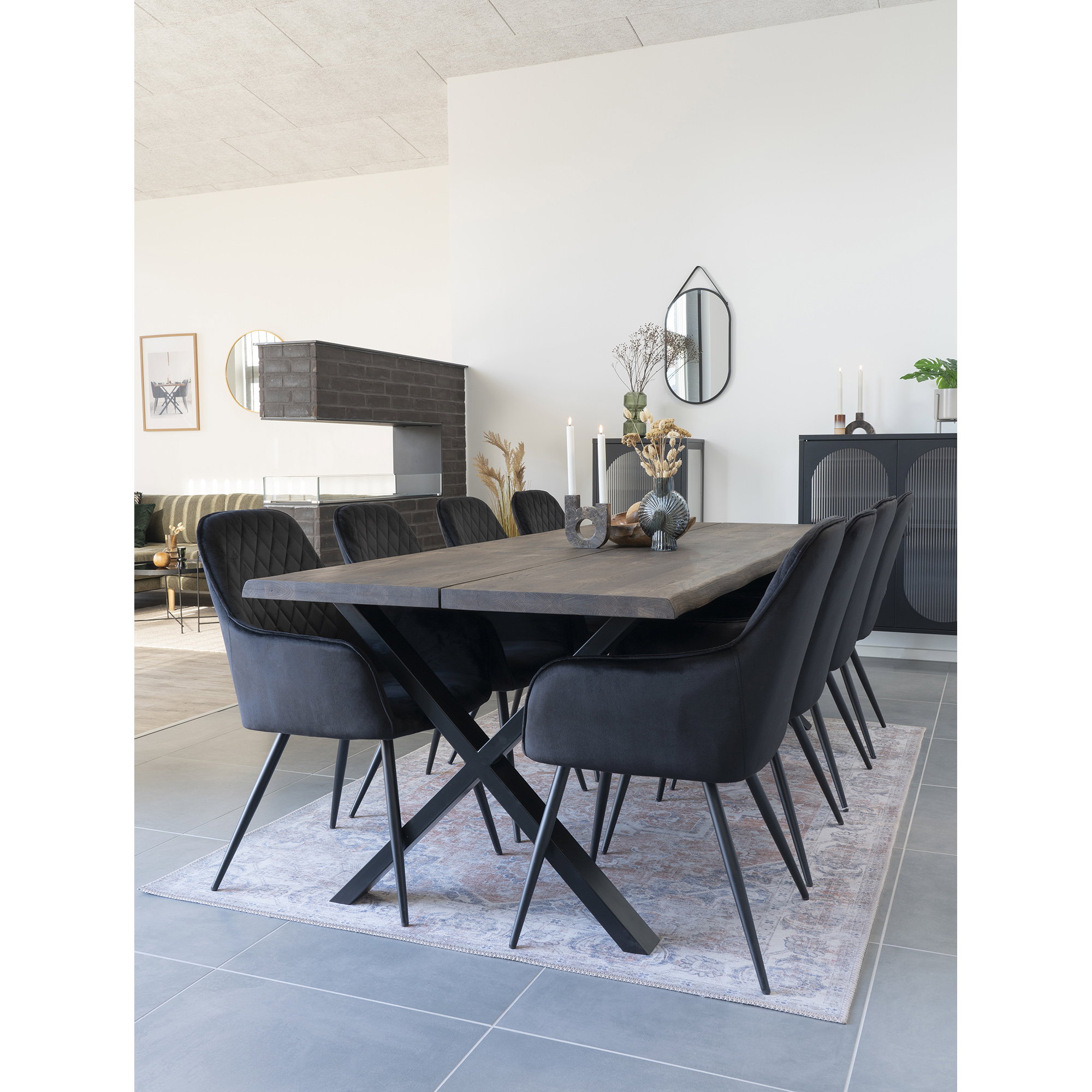 Harbo Spisebordsstol, velour, sort, sorte ben, HN1207 – sæt af 2 - Billede 6