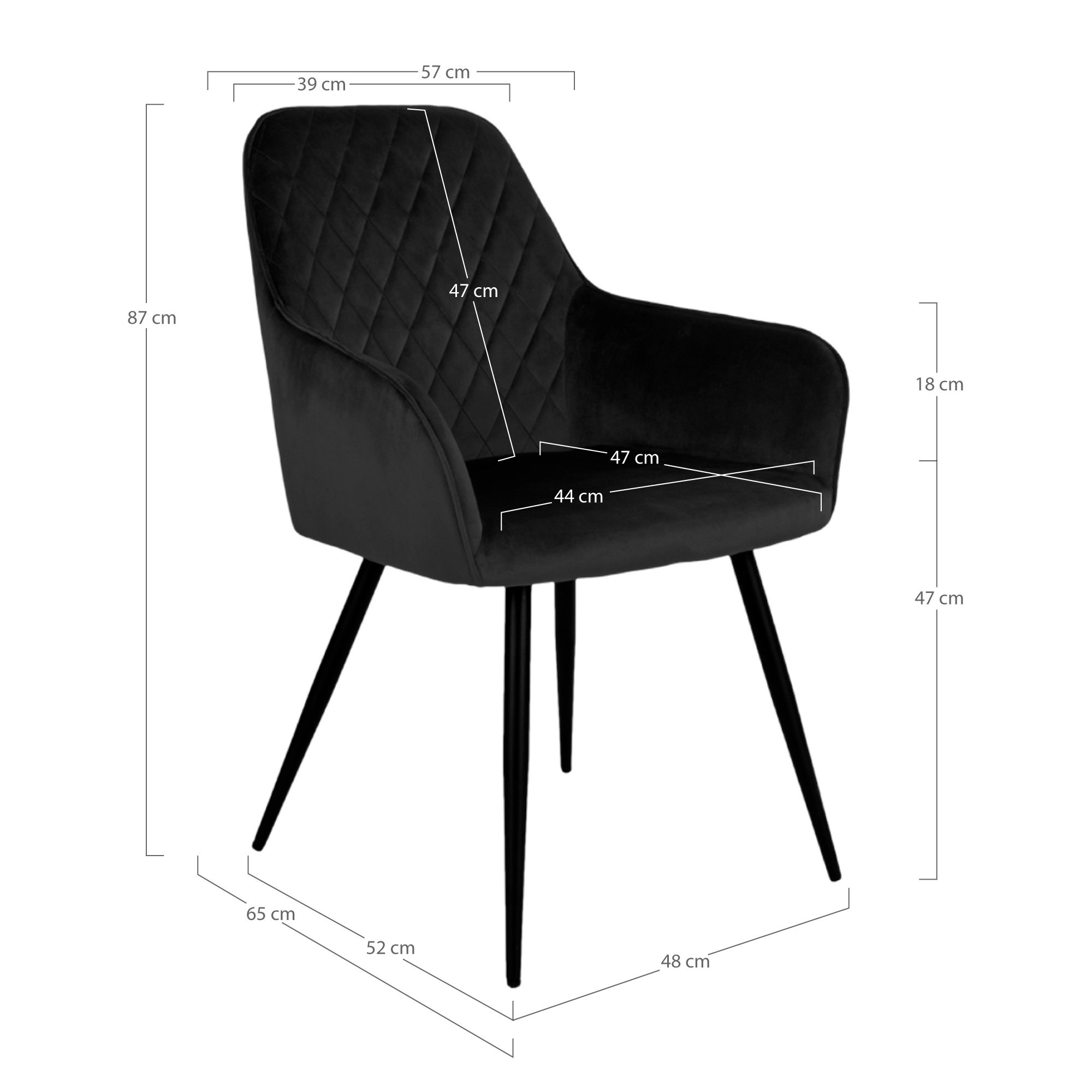 Harbo Spisebordsstol, velour, sort, sorte ben, HN1207 – sæt af 2 - Billede 5