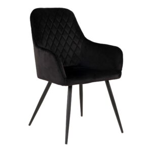 Harbo Spisebordsstol, velour, sort, sorte ben, HN1207 – sæt af 2