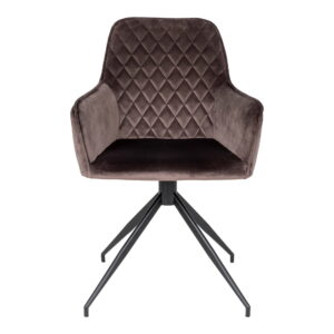 Alternative view of Harbo Spisebordsstol med drejefod, velour, mushroom, sorte ben, HN1208