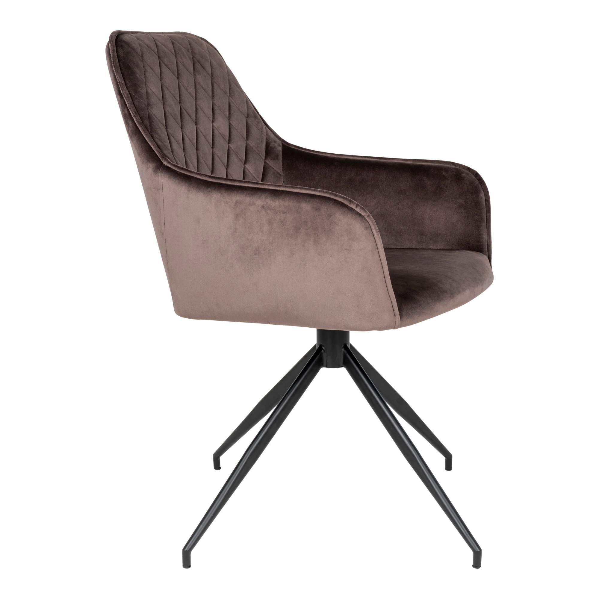 Harbo Spisebordsstol med drejefod, velour, mushroom, sorte ben, HN1208 - Billede 3