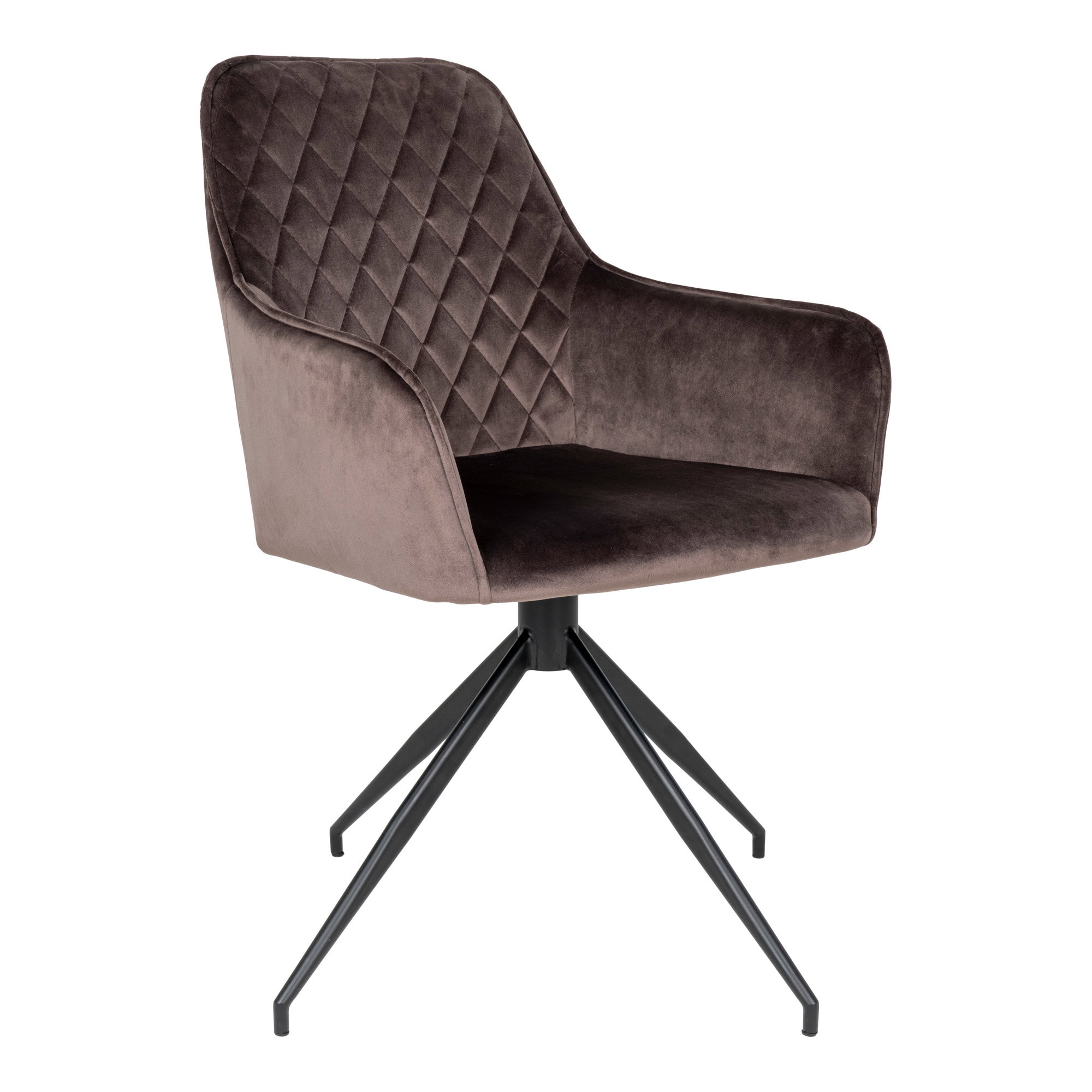 Harbo Spisebordsstol med drejefod, velour, mushroom, sorte ben, HN1208