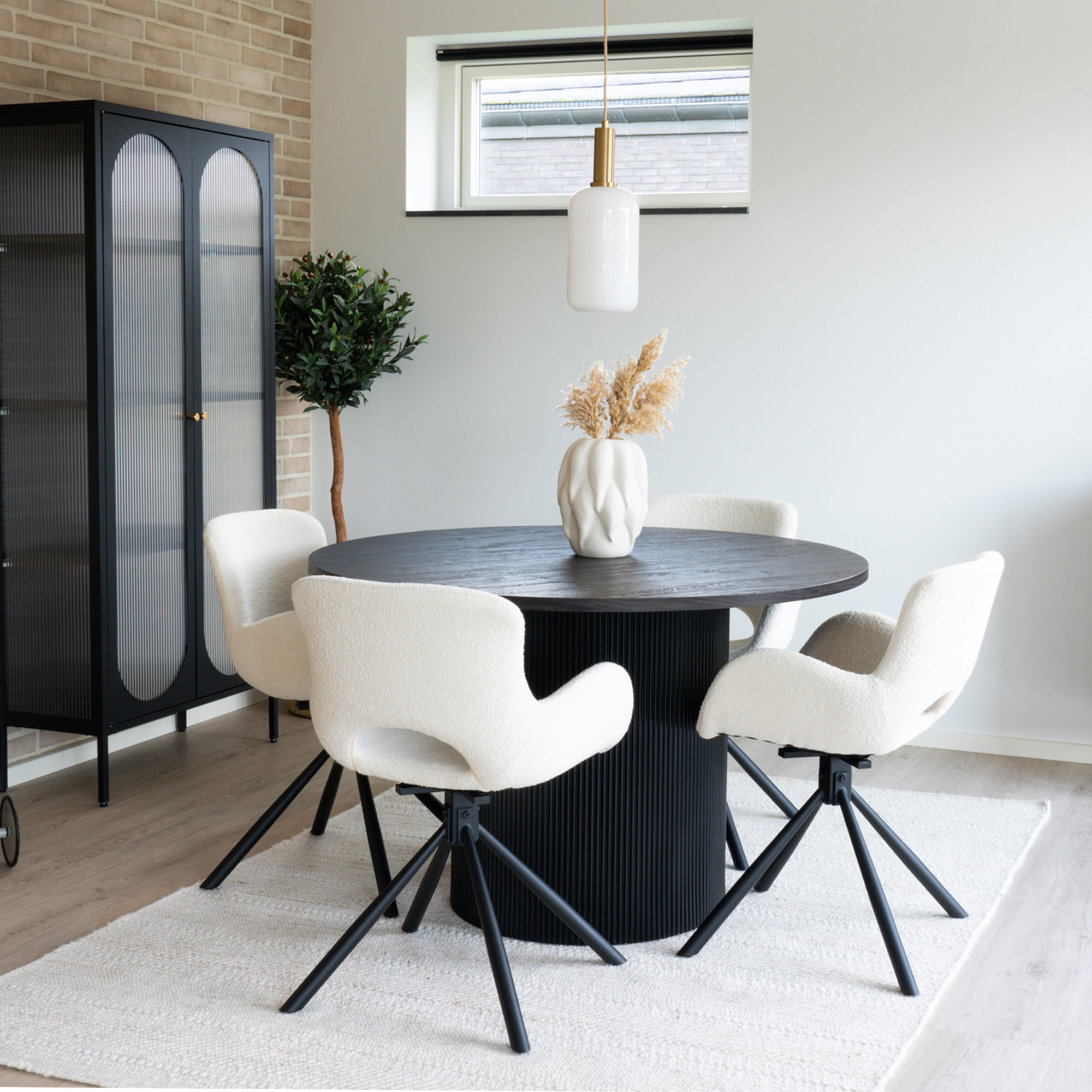 Amorim Spisebordsstol, drejefod, bouclé, off-white, HN1273 – sæt af 2 - Billede 5