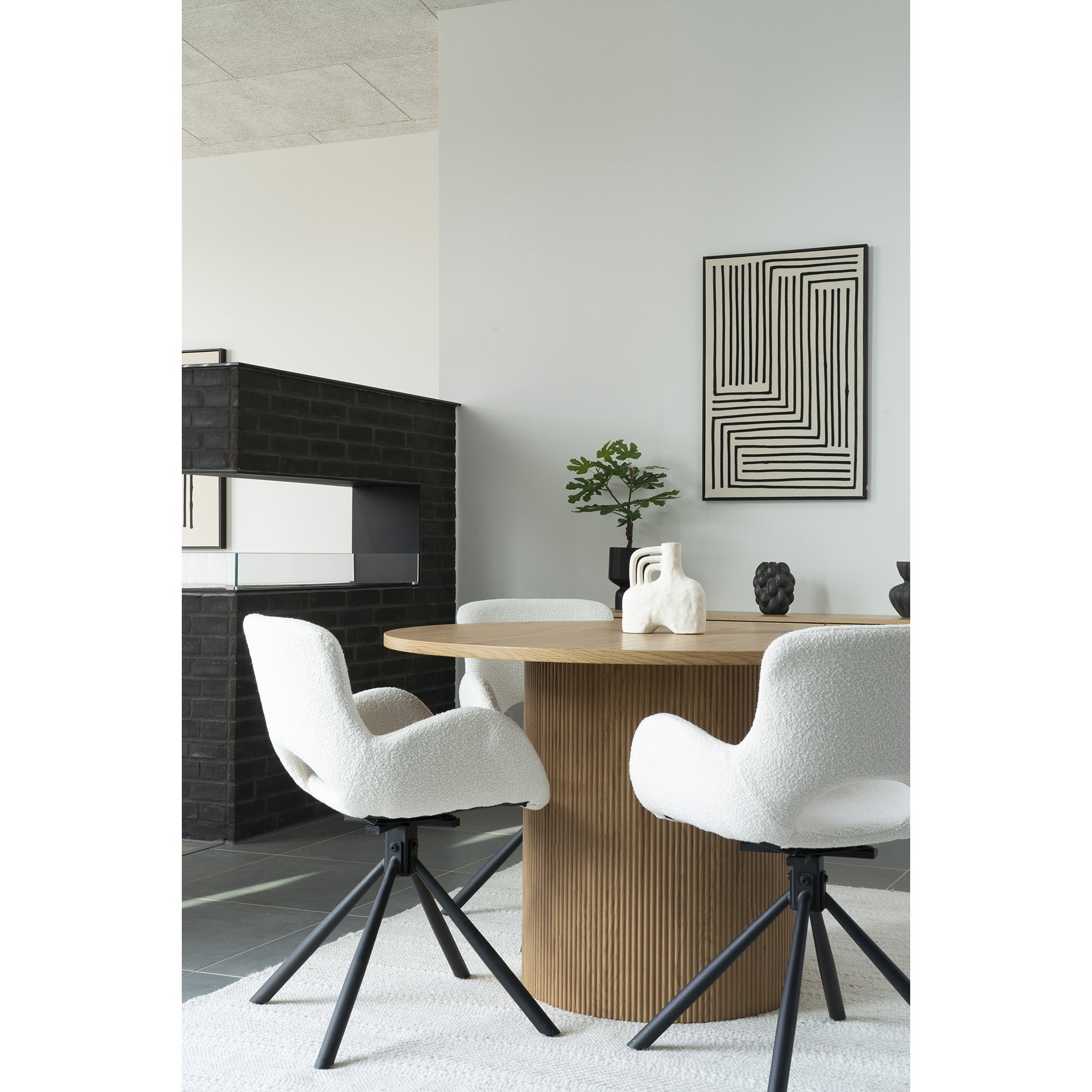Amorim Spisebordsstol, drejefod, bouclé, off-white, HN1273 – sæt af 2 - Billede 6