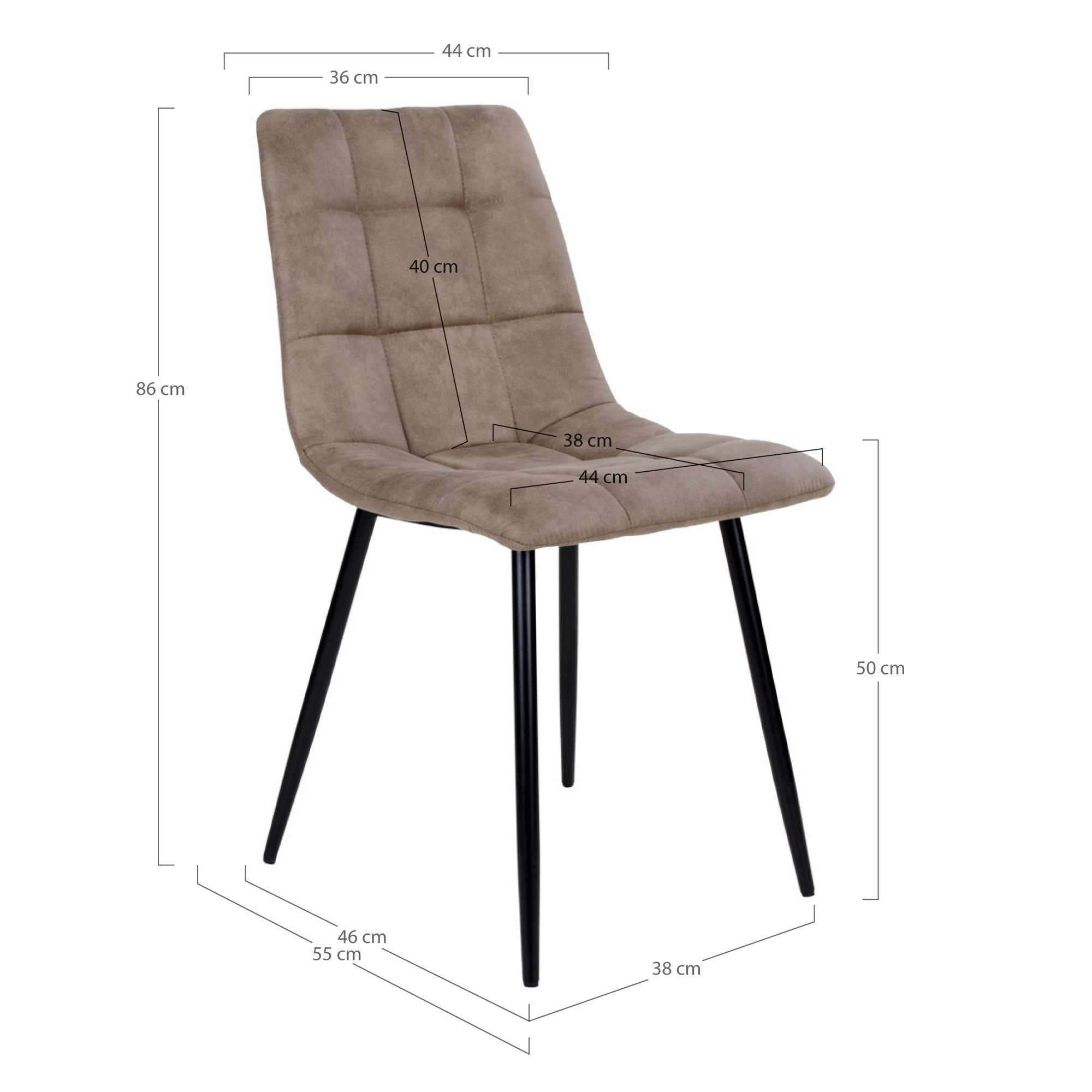 Middelfart Spisebordsstol, microfiber, lysebrun, sorte ben, HN1281 – sæt af 2 - Billede 5