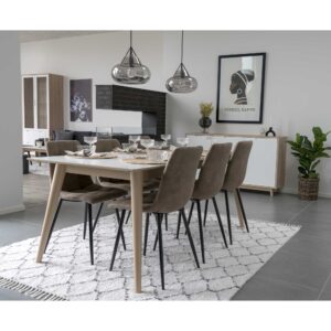 Middelfart Spisebordsstol, microfiber, lysebrun, sorte ben, HN1281 – sæt af 2 - Billede 8