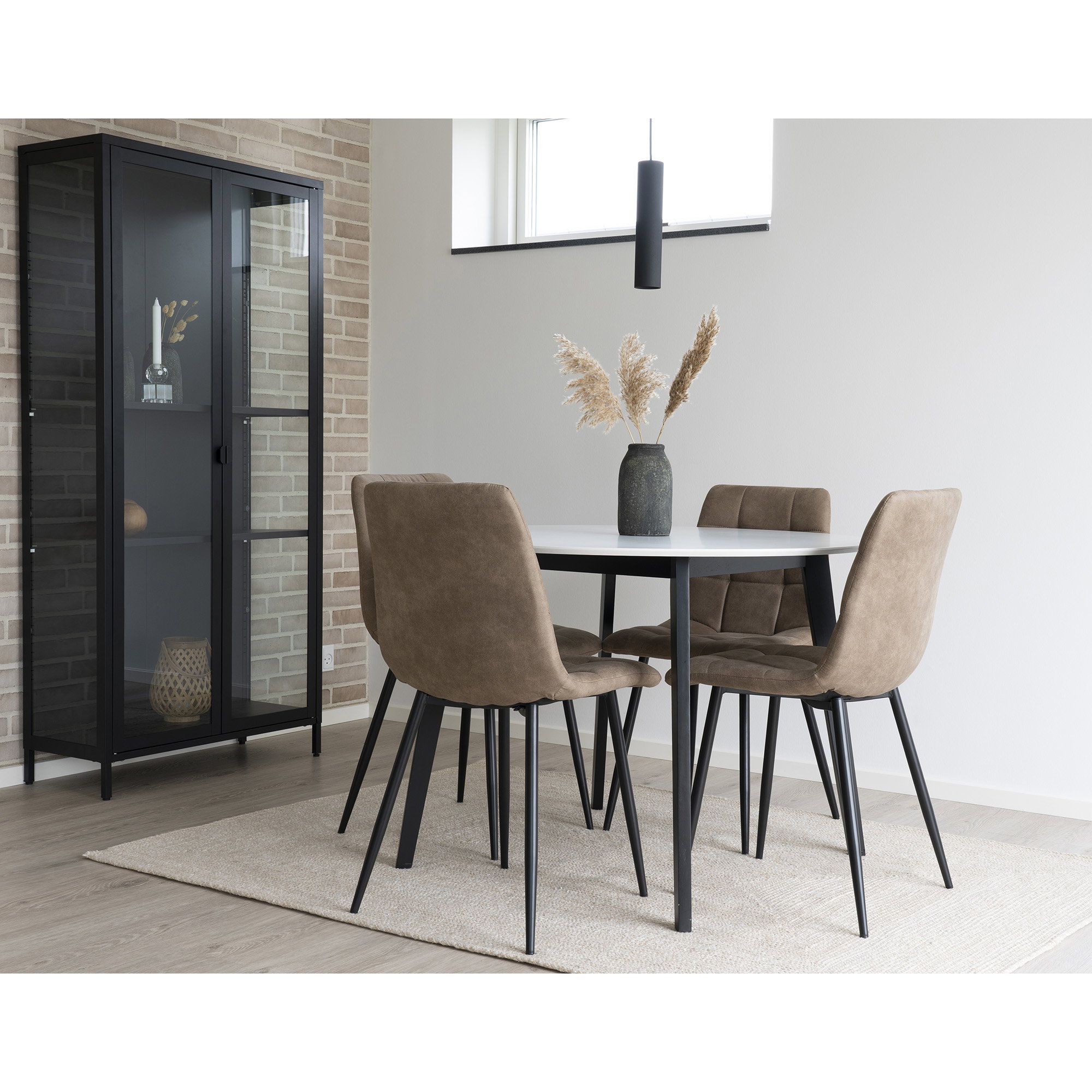 Middelfart Spisebordsstol, microfiber, lysebrun, sorte ben, HN1281 – sæt af 2 - Billede 9