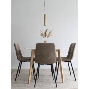 Middelfart Spisebordsstol, microfiber, lysebrun, sorte ben, HN1281 – sæt af 2 - Billede 10