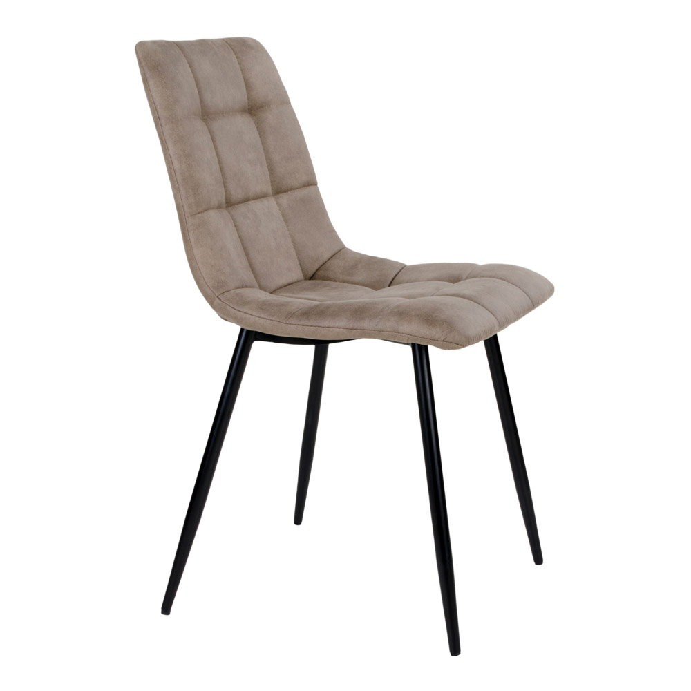 Middelfart Spisebordsstol, microfiber, lysebrun, sorte ben, HN1281 – sæt af 2 - Billede 3