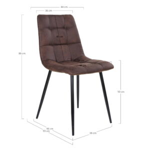 Middelfart Spisebordsstol, microfiber, mørkebrun, sorte ben, HN1282 – sæt af 2 - Billede 5