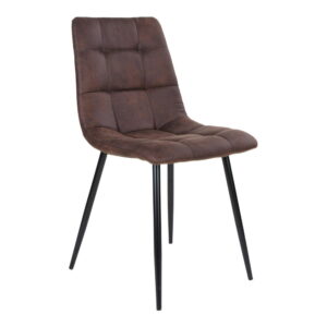 Middelfart Spisebordsstol, microfiber, mørkebrun, sorte ben, HN1282 – sæt af 2