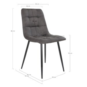 Middelfart Spisebordsstol, microfiber, mørkegrå, sorte ben, HN1229 – sæt af 2 - Billede 5