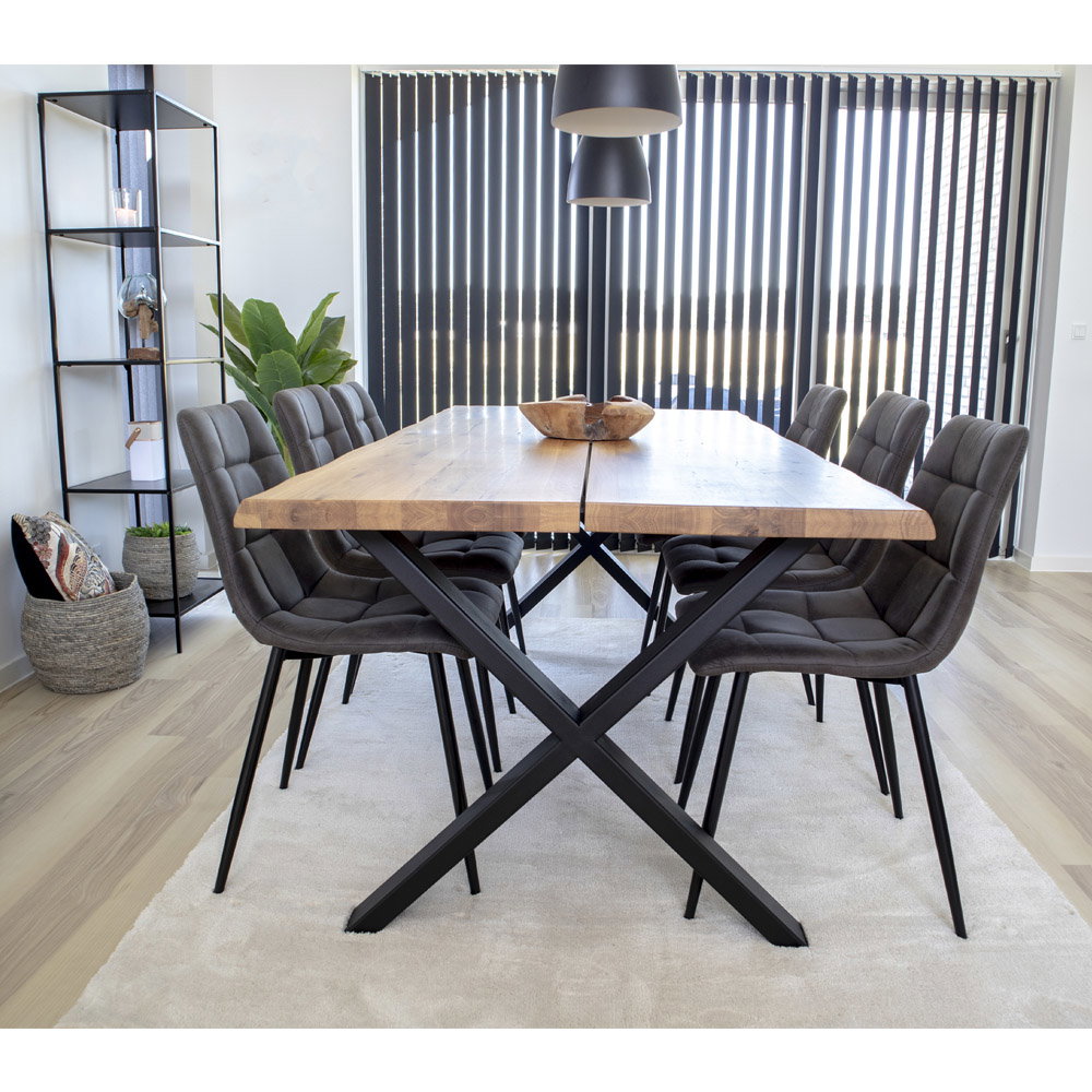 Middelfart Spisebordsstol, microfiber, mørkegrå, sorte ben, HN1229 – sæt af 2 - Billede 8