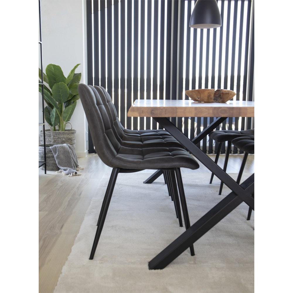 Middelfart Spisebordsstol, microfiber, mørkegrå, sorte ben, HN1229 – sæt af 2 - Billede 9