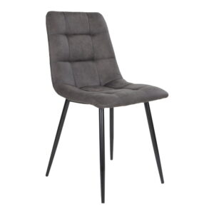 Middelfart Spisebordsstol, microfiber, mørkegrå, sorte ben, HN1229 – sæt af 2