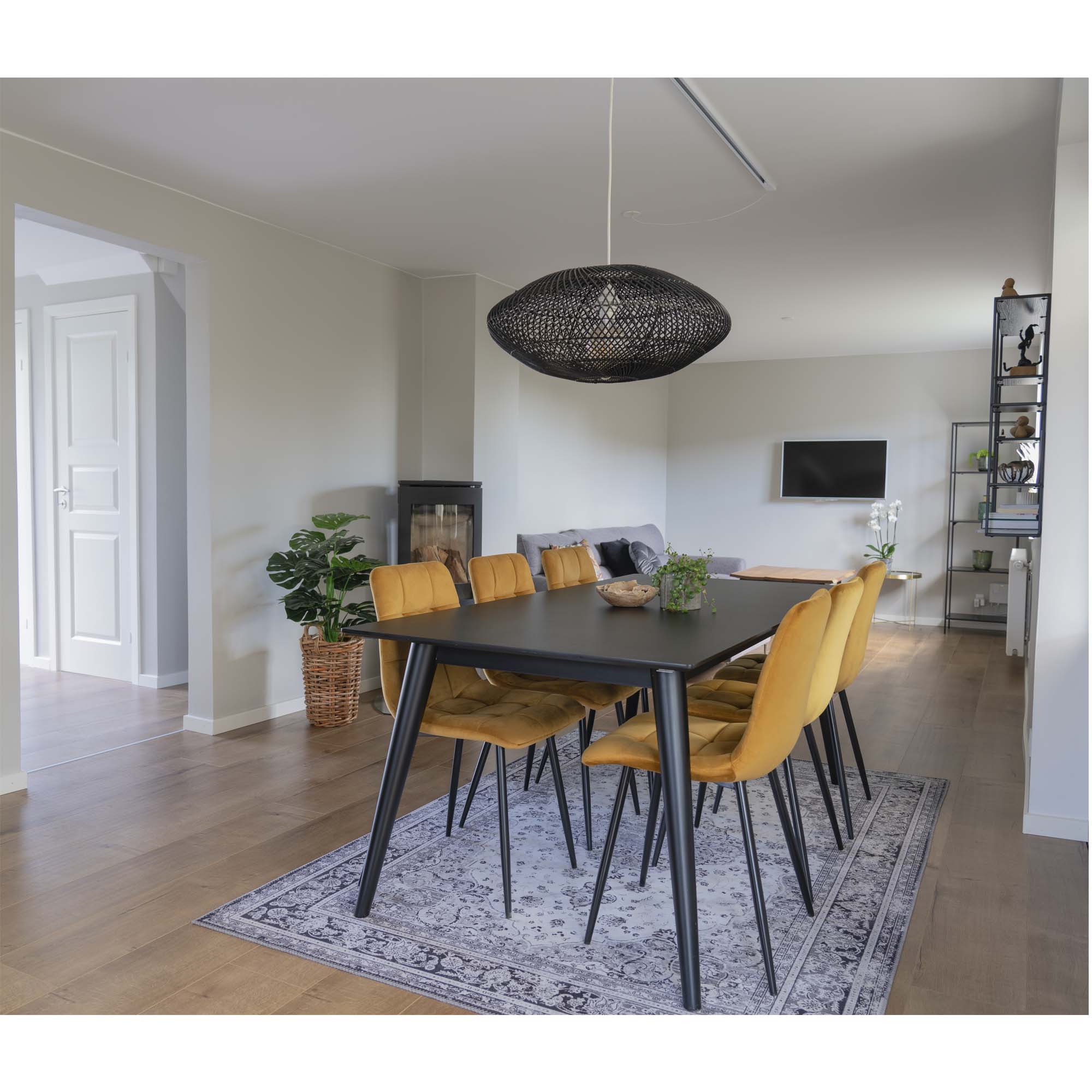 Middelfart Spisebordsstol, velour, sennepsgul, sorte ben, HN1004 – sæt af 2 - Billede 10