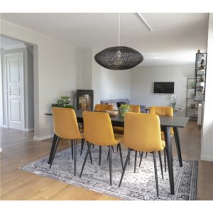 Middelfart Spisebordsstol, velour, sennepsgul, sorte ben, HN1004 – sæt af 2 - Billede 11