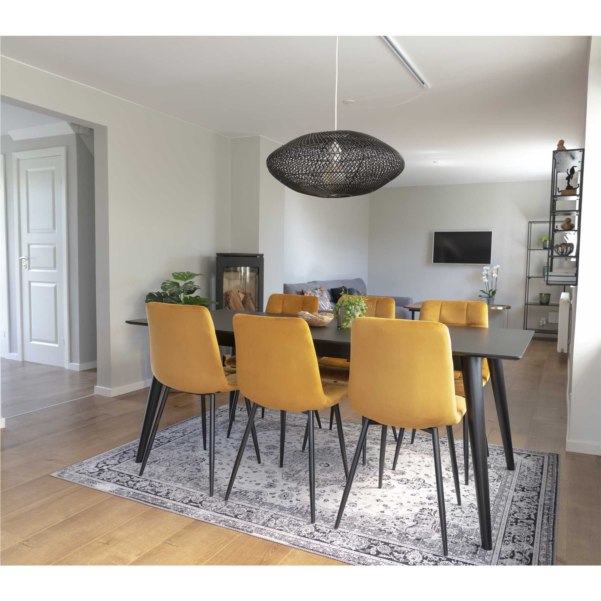 Middelfart Spisebordsstol, velour, sennepsgul, sorte ben, HN1004 – sæt af 2 - Billede 11