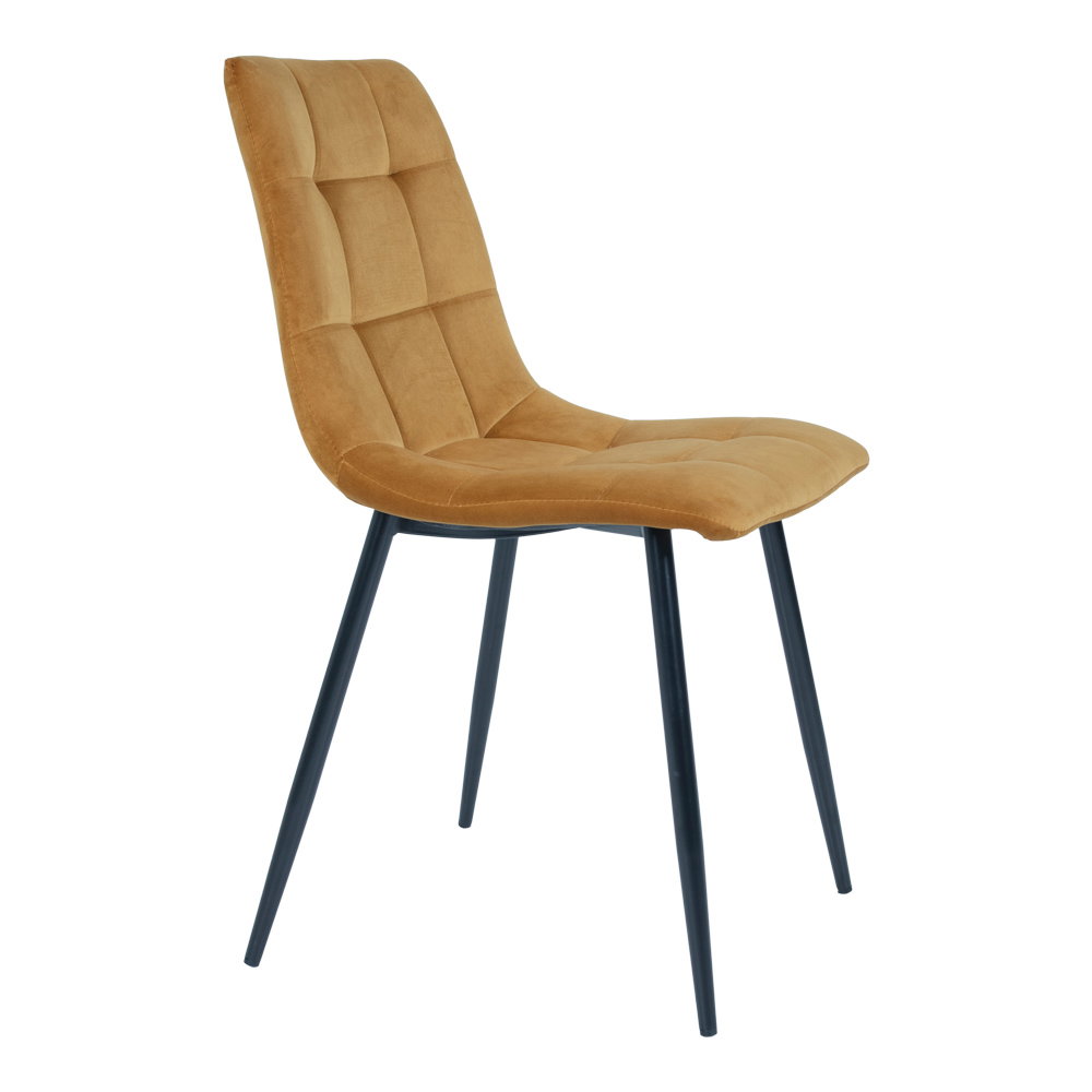 Middelfart Spisebordsstol, velour, sennepsgul, sorte ben, HN1004 – sæt af 2 - Billede 3