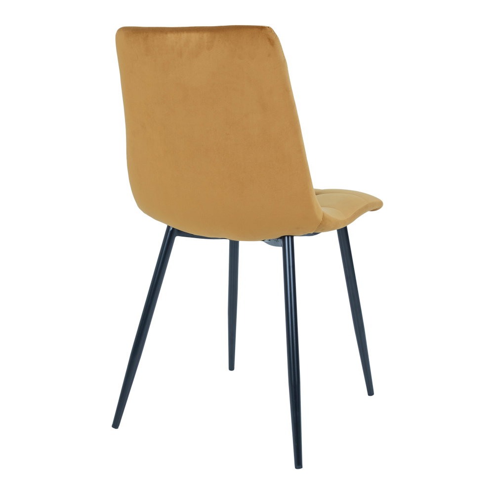 Middelfart Spisebordsstol, velour, sennepsgul, sorte ben, HN1004 – sæt af 2 - Billede 4