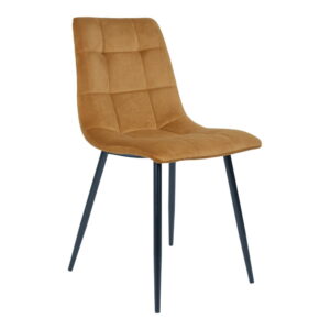 Middelfart Spisebordsstol, velour, sennepsgul, sorte ben, HN1004 – sæt af 2