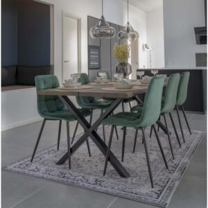 Middelfart Spisebordsstol, velour, mørkegrøn, sorte ben, HN1006 – sæt af 2 - Billede 6
