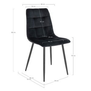 Middelfart Spisebordsstol, velour, sort, sorte ben, HN1207 – sæt af 2 - Billede 5