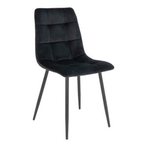 Middelfart Spisebordsstol, velour, sort, sorte ben, HN1207 – sæt af 2