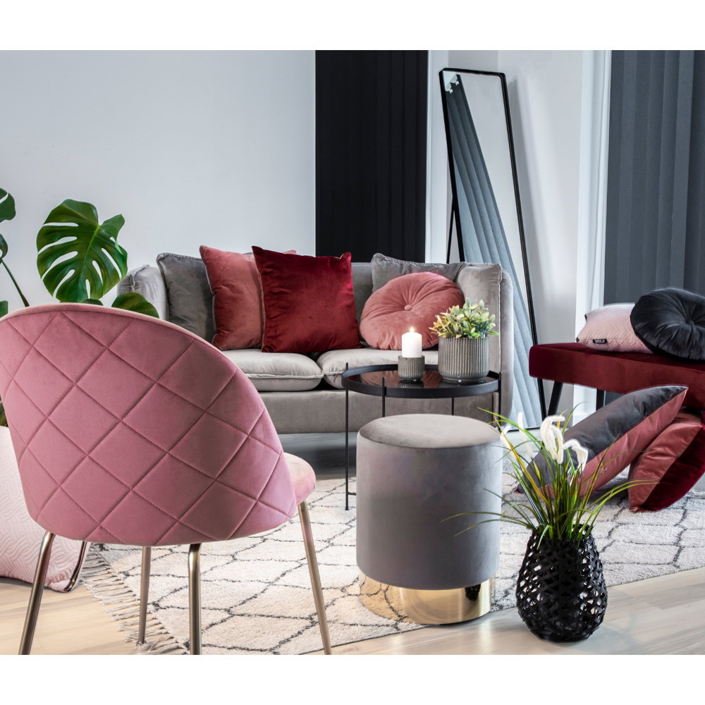 Geneve Spisebordsstol, velour, rosa, messing look ben, HN1214 – sæt af 2 - Billede 6