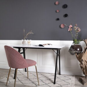 Geneve Spisebordsstol, velour, rosa, messing look ben, HN1214 – sæt af 2 - Billede 7