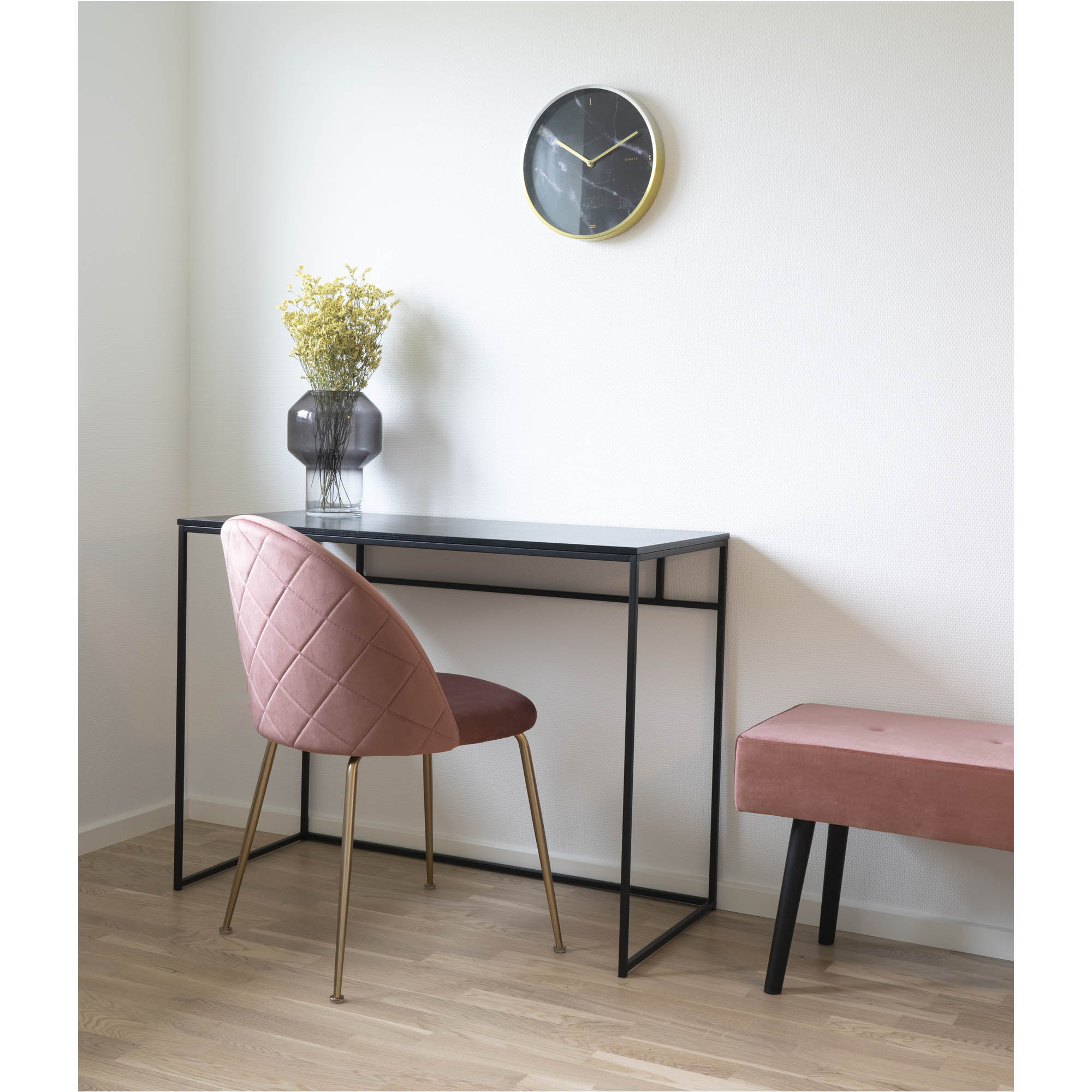 Geneve Spisebordsstol, velour, rosa, messing look ben, HN1214 – sæt af 2 - Billede 8