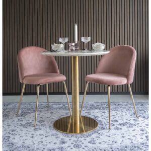 Geneve Spisebordsstol, velour, rosa, messing look ben, HN1214 – sæt af 2 - Billede 11