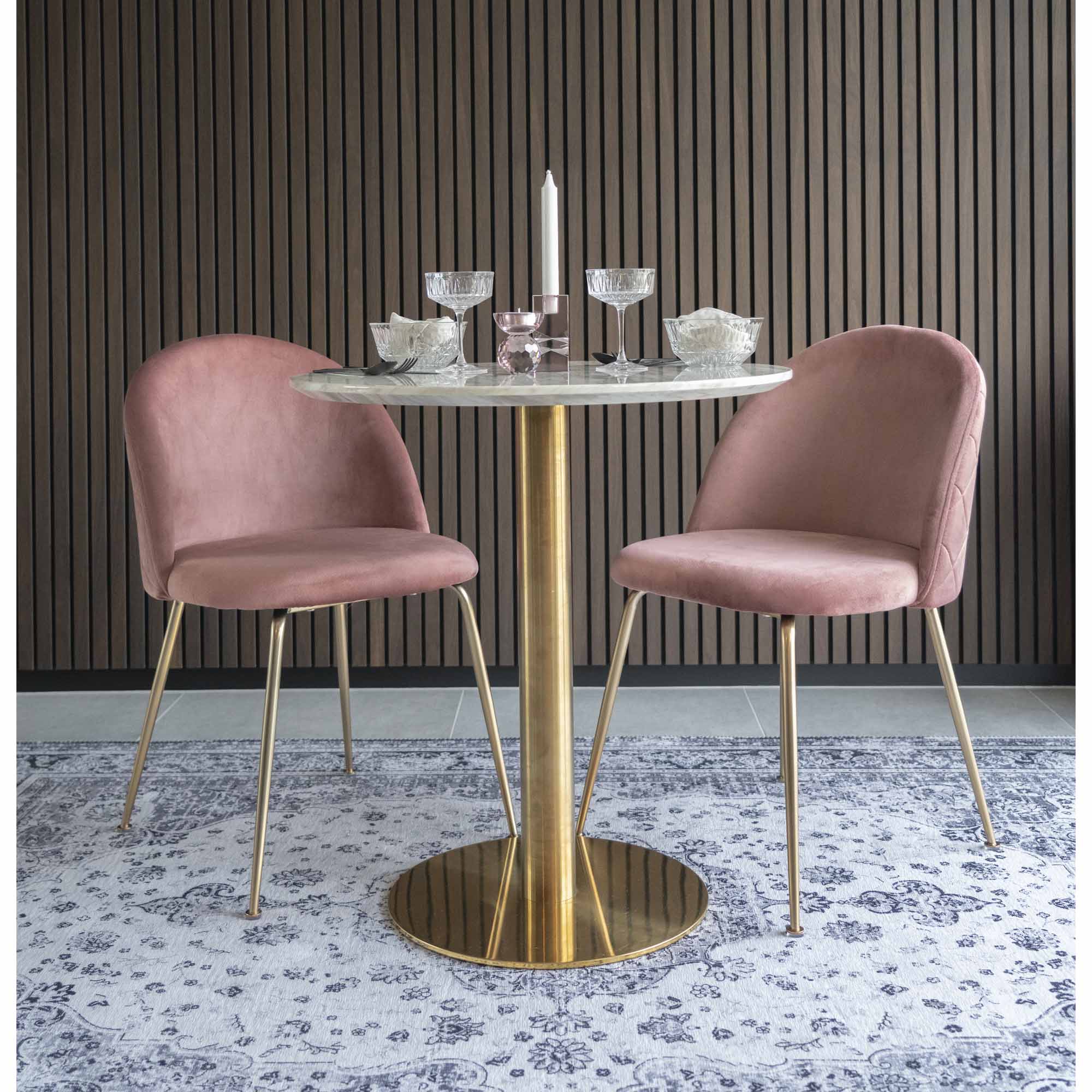 Geneve Spisebordsstol, velour, rosa, messing look ben, HN1214 – sæt af 2 - Billede 11