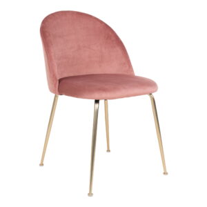 Geneve Spisebordsstol, velour, rosa, messing look ben, HN1214 – sæt af 2