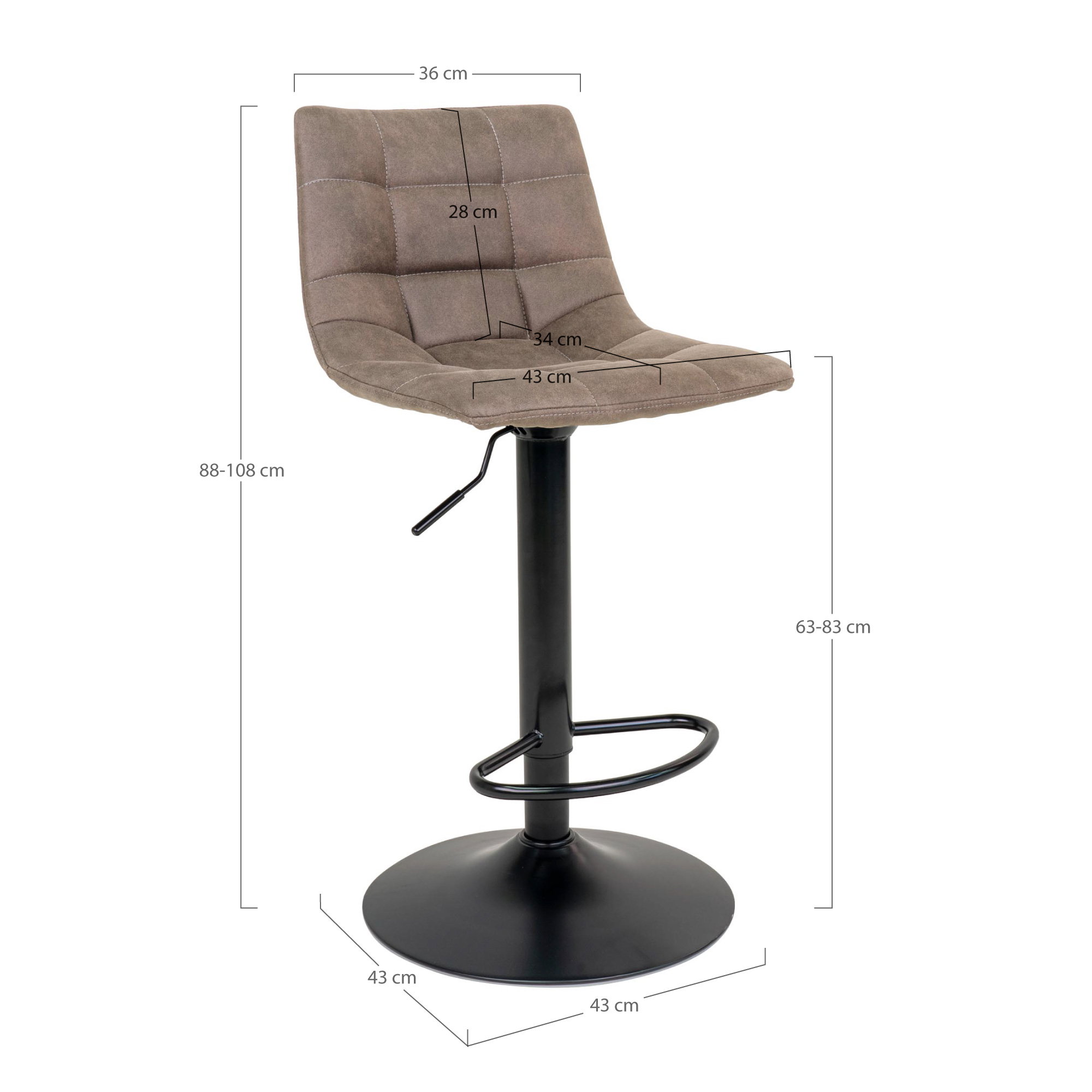 Middelfart Barstol, microfiber, lysebrun, sorte ben, HN1281 – sæt af 2 - Billede 5