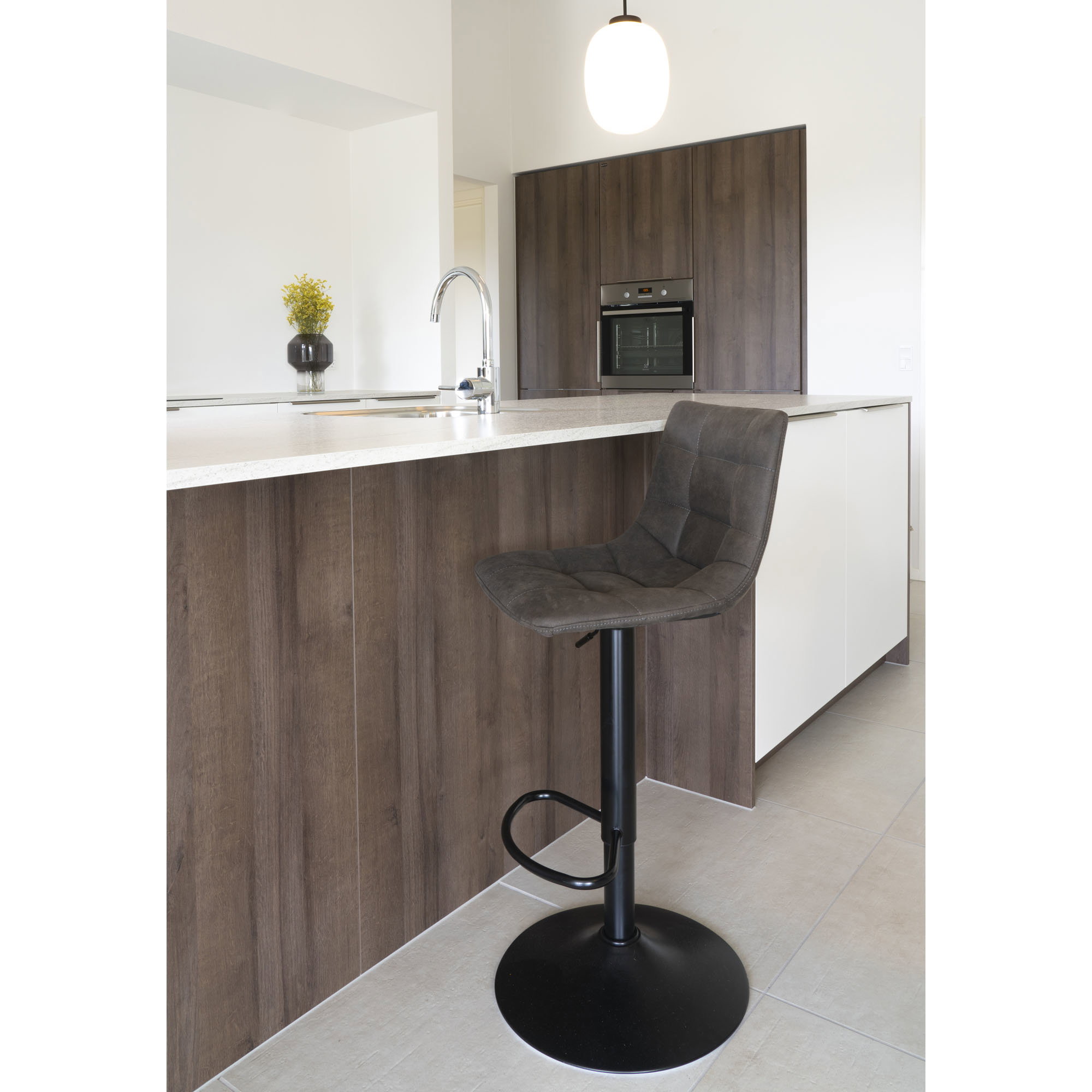 Middelfart Barstol, microfiber, mørkegrå, sorte ben, HN1229 – sæt af 2 - Billede 7