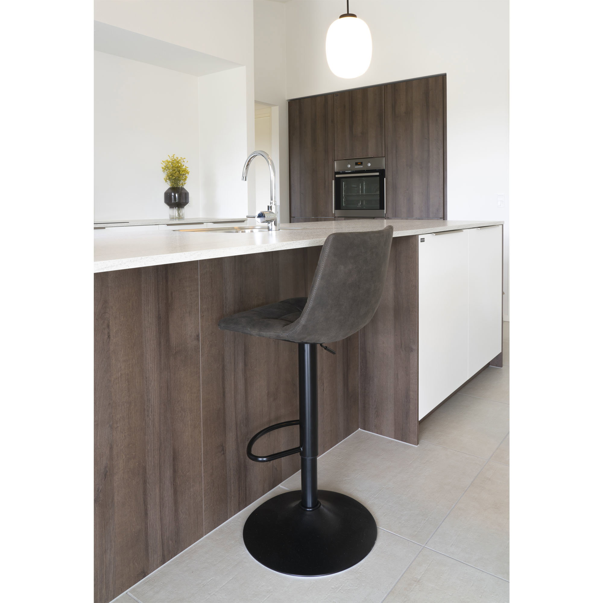 Middelfart Barstol, microfiber, mørkegrå, sorte ben, HN1229 – sæt af 2 - Billede 5