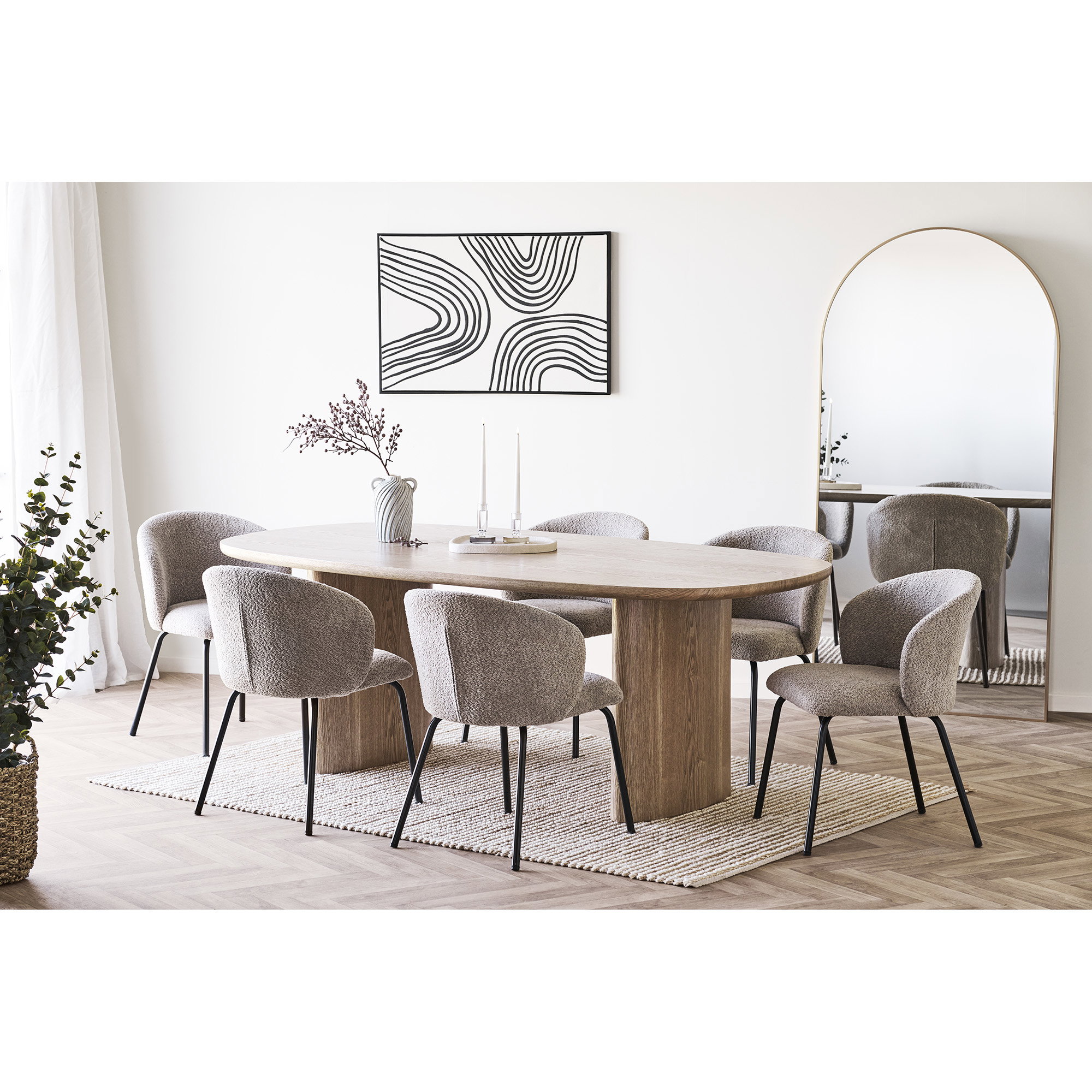 Safira Spisebordsstol, bouclé, beige, sorte ben, HN1266 – sæt af 2 - Billede 8