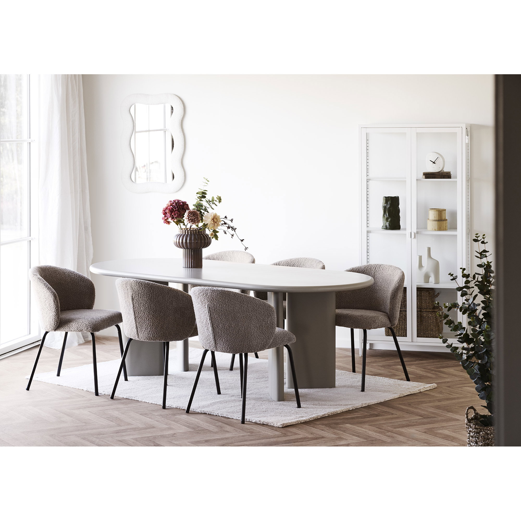 Safira Spisebordsstol, bouclé, beige, sorte ben, HN1266 – sæt af 2 - Billede 9