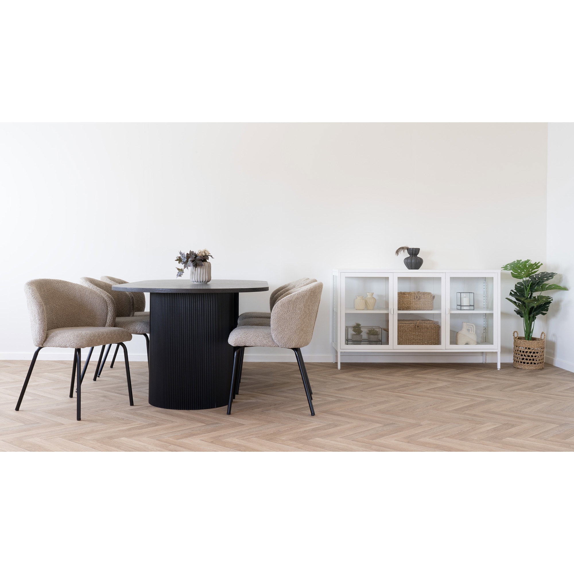 Safira Spisebordsstol, bouclé, beige, sorte ben, HN1266 – sæt af 2 - Billede 11