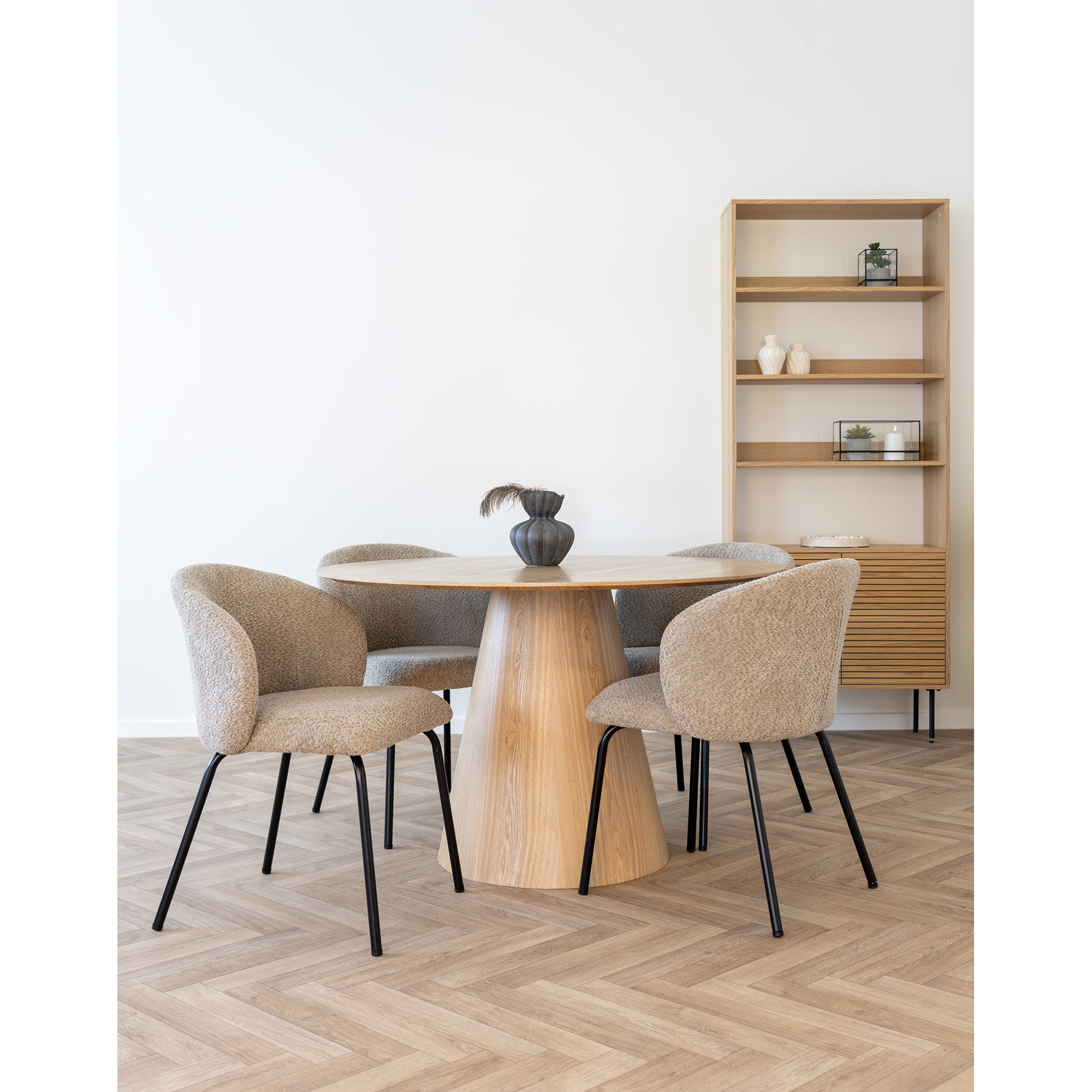 Safira Spisebordsstol, bouclé, beige, sorte ben, HN1266 – sæt af 2 - Billede 13
