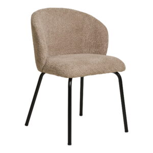 Safira Spisebordsstol, bouclé, beige, sorte ben, HN1266 – sæt af 2
