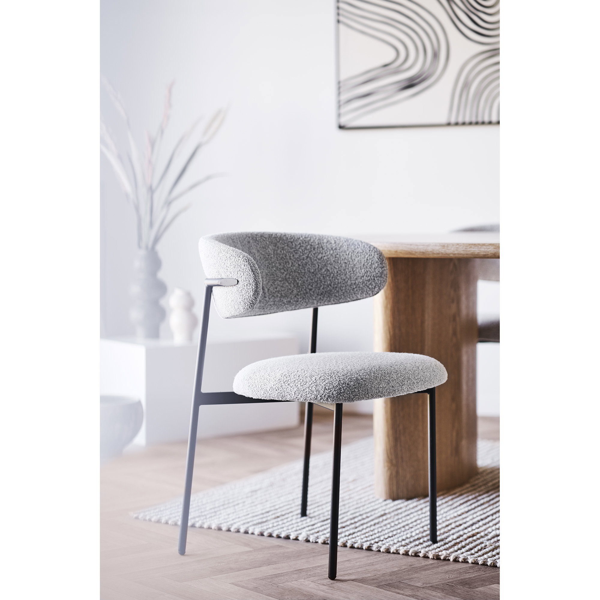 Mira Spisebordsstol, bouclé, sand, sorte ben, HN1267 – sæt af 2 - Billede 9
